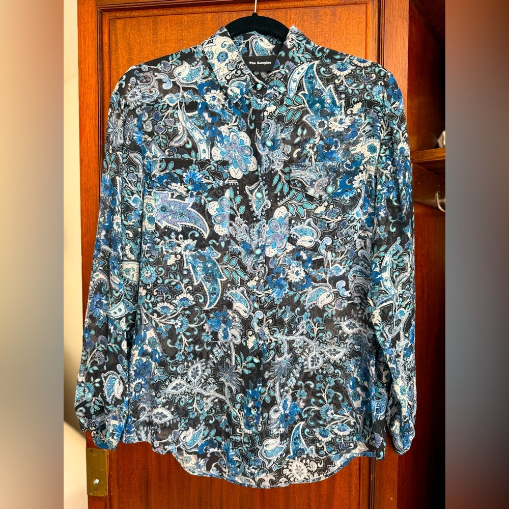 Casual Blue and Black Button Down Shirt